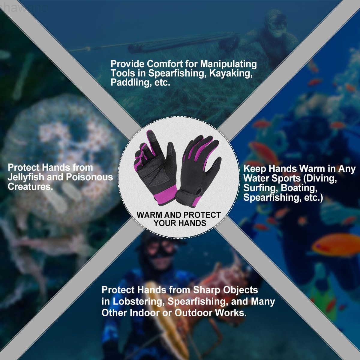 Neoprene GloveWetsuit Gloves 15mm 2mm for Scuba Diving Snorkeling Paddling Surfing Kayaking Canoeing Spearfishing Skiing and Other Water SportsW250911