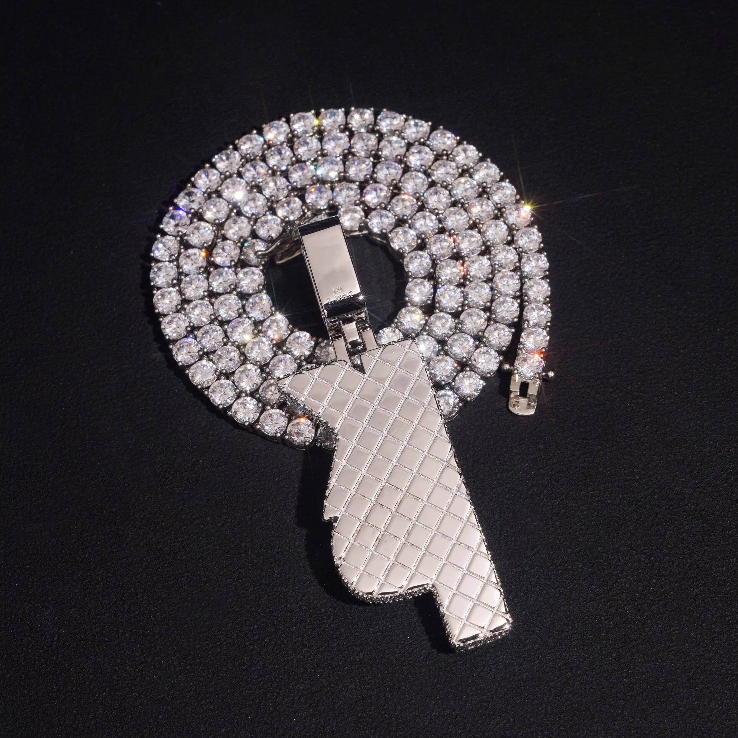 Iced Out Buss Down 925 Silver VVS Moissanite Diamond Vertical Name Letter Pendant Custom Pendant