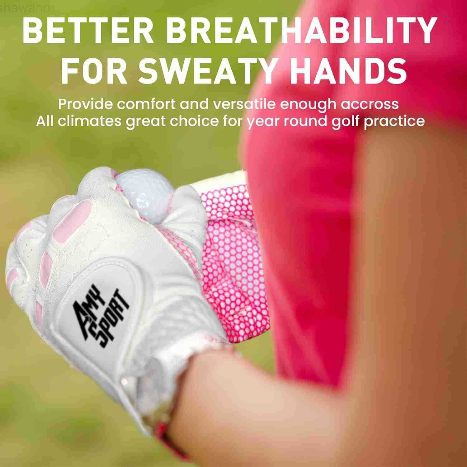 Sport Golf Gloves Women Left Hand Right All Weather Rain Grip Value 2 Pack Ladies Soft Pink Glove Lh Rh Both Hand Fit Size Small Medium Large XLW25091