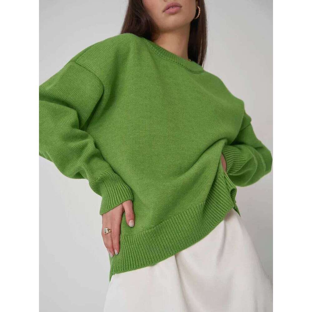 Blubelle Women's O Neck Sweaters Autumn Winter Thick Warm Oversized Casual Loose Knitted Pullover Jumper Female Tops