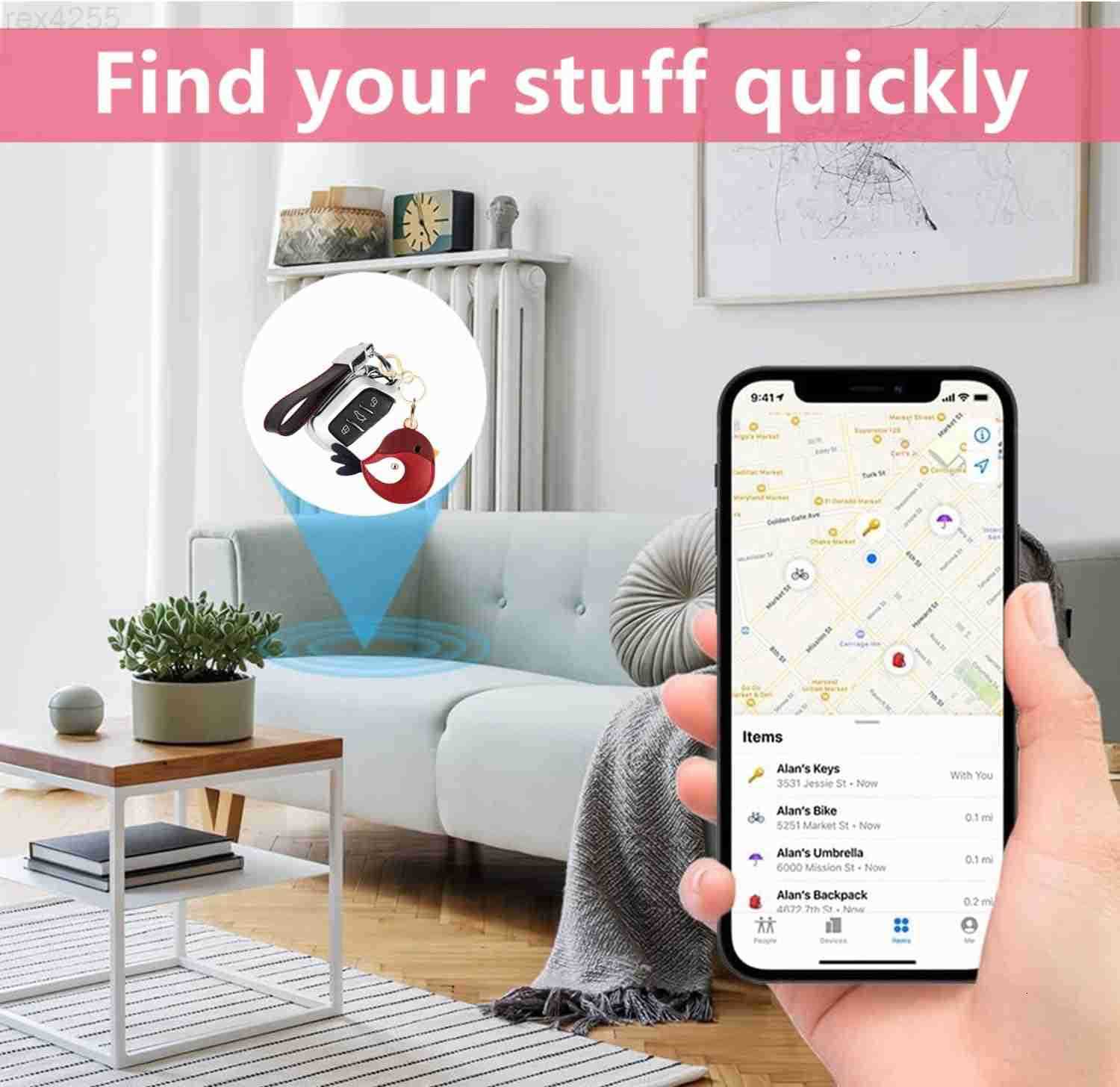 Leather Keychain Holder Case Compatible with AirTagCute Protective Cover with KeyringAntiScratch Finder GPS Tracker Case for Wallet KeysBagPetsBird CW