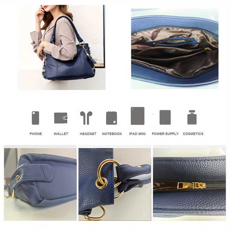 1PC Classic Design Premium Soft Leather Hobo Bag 2Way Carry Large Capacity Tote Bag Crossbody Bag with Trendy Keychain Women Z250911