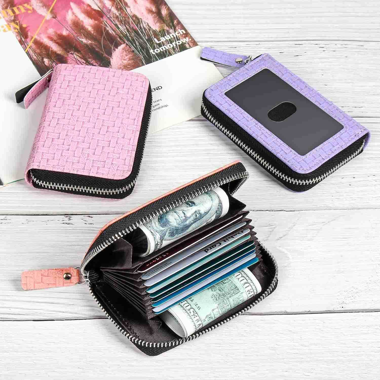 Credit Card Holder RFID Card Case Wallet Small Accordion Zipper Card Case Holder Card Organizer Case for Women MenW250911