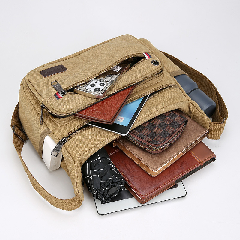 Luxury Bag Multi Layer Canvas Bag Fashion Designer Bag Simple Horizontal Men S Shoulder Bag Large Free Shipping Capacity Portable Storage Commuter Cro