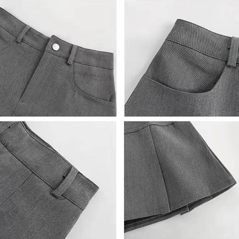 Y2K Vintage High Waist Pleated Women College Style Uniforms Safety Pants Mini Skirts Woman Korean Street Slim A-Line Skirt dongdumaoyi