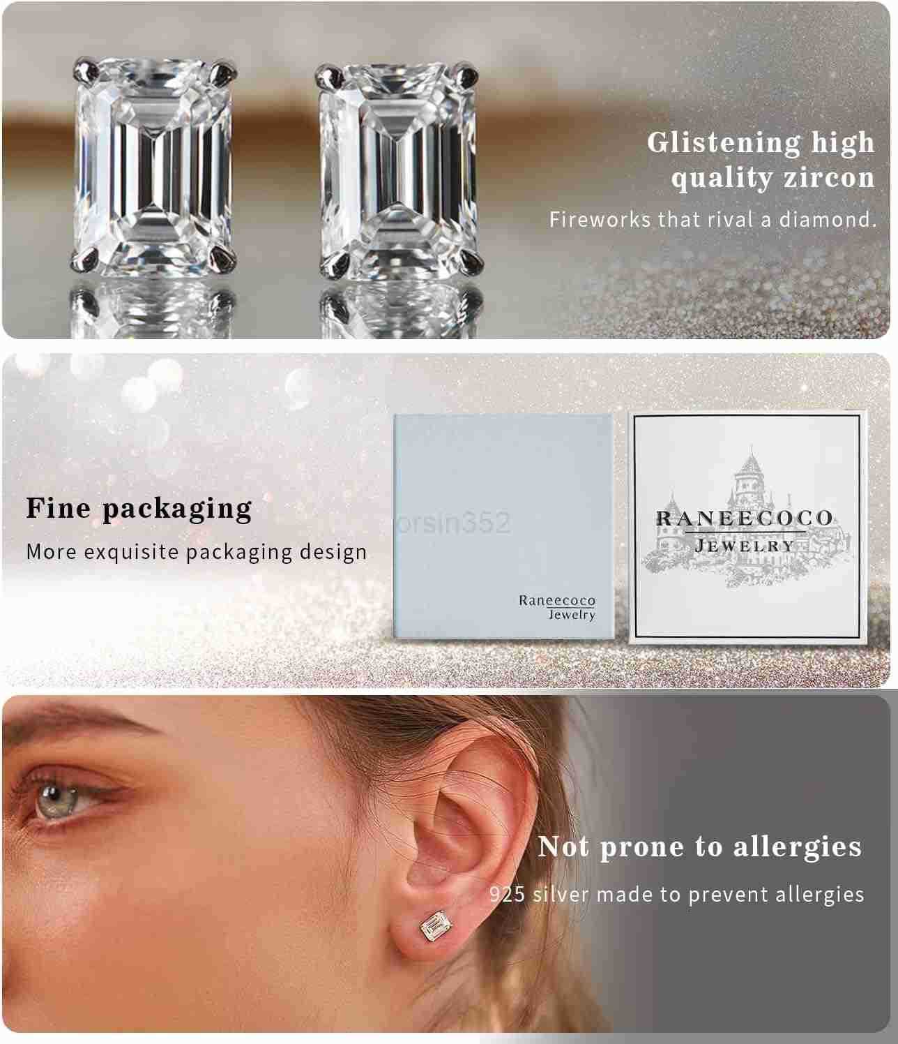 TrillioncutCushioncutEmeraldcutMarquisecut 18K White Gold Plated Sterling Silver Cubic Zirconia Simulated Diamond Stud Earrings for WomenW250911