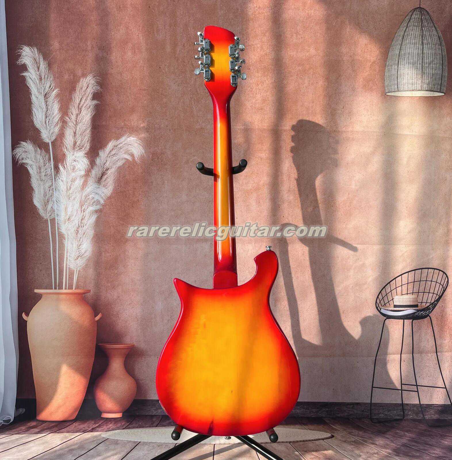 660 12 Strings Electric Guitar with Cherry Sunburst Color Basswood Body, Rosewood Fingerboard and Through Tailpiece