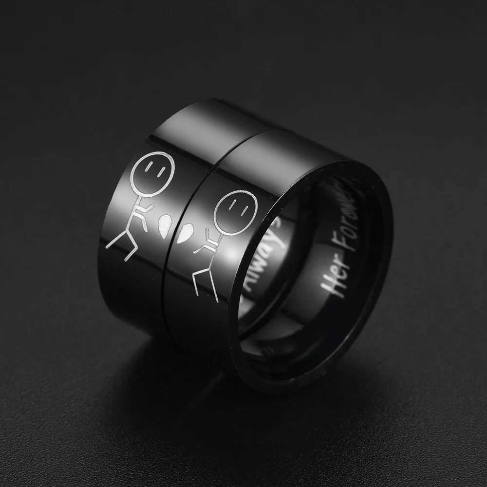 Titanium Steel Ring For Men Women Interesting Couple Ring Lovers Promise Ring Fashion Jewelry Brithday Christmas Gift Wholesale W250911