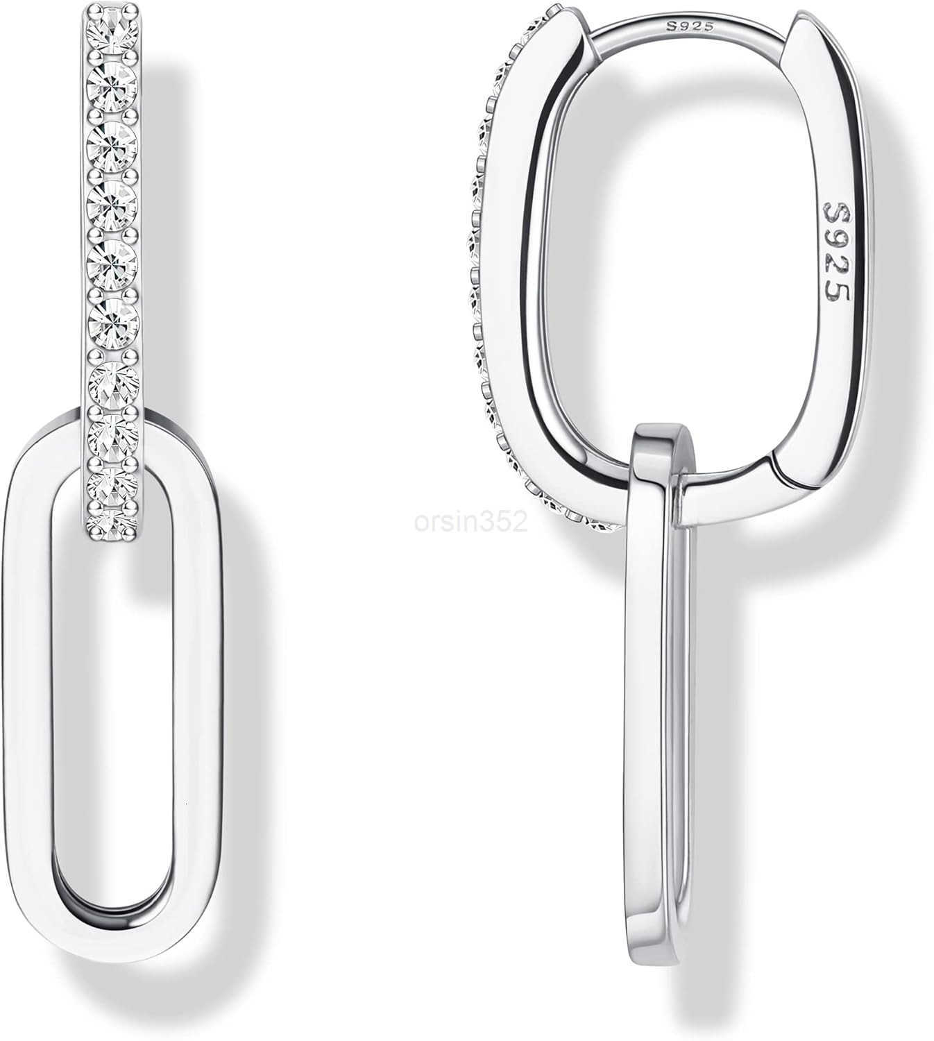 925 Sterling Silver Hoop Earrings for Women 18K Gold Silver Plated Drop Dangle Hoop Earrings with Charms Cross Spike Moon Star Paperclip Link Statemen