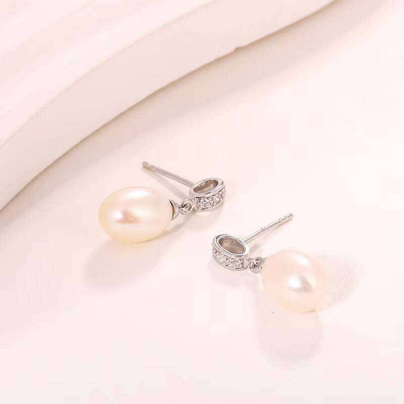 KAMMY 8-8.5mm Freshwater Pearl Fashion Designer Sier Moissanite Vintage Drop Earrings for Women