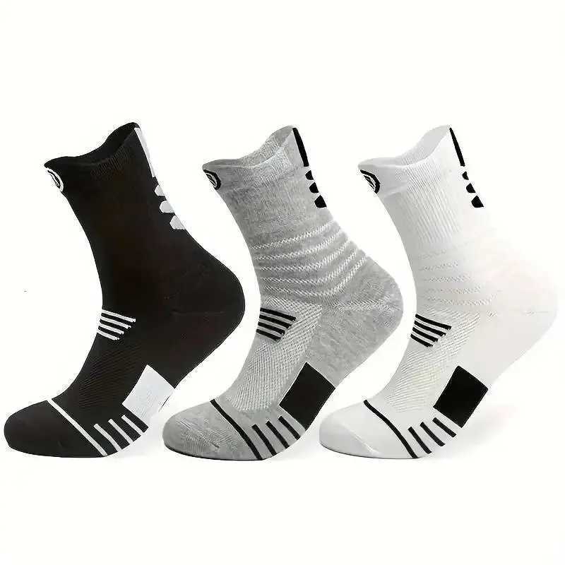 3 Pairs Mens Comfort Fit Cushion Performance Athletic Crew Socks For Outdoor Sports D250911