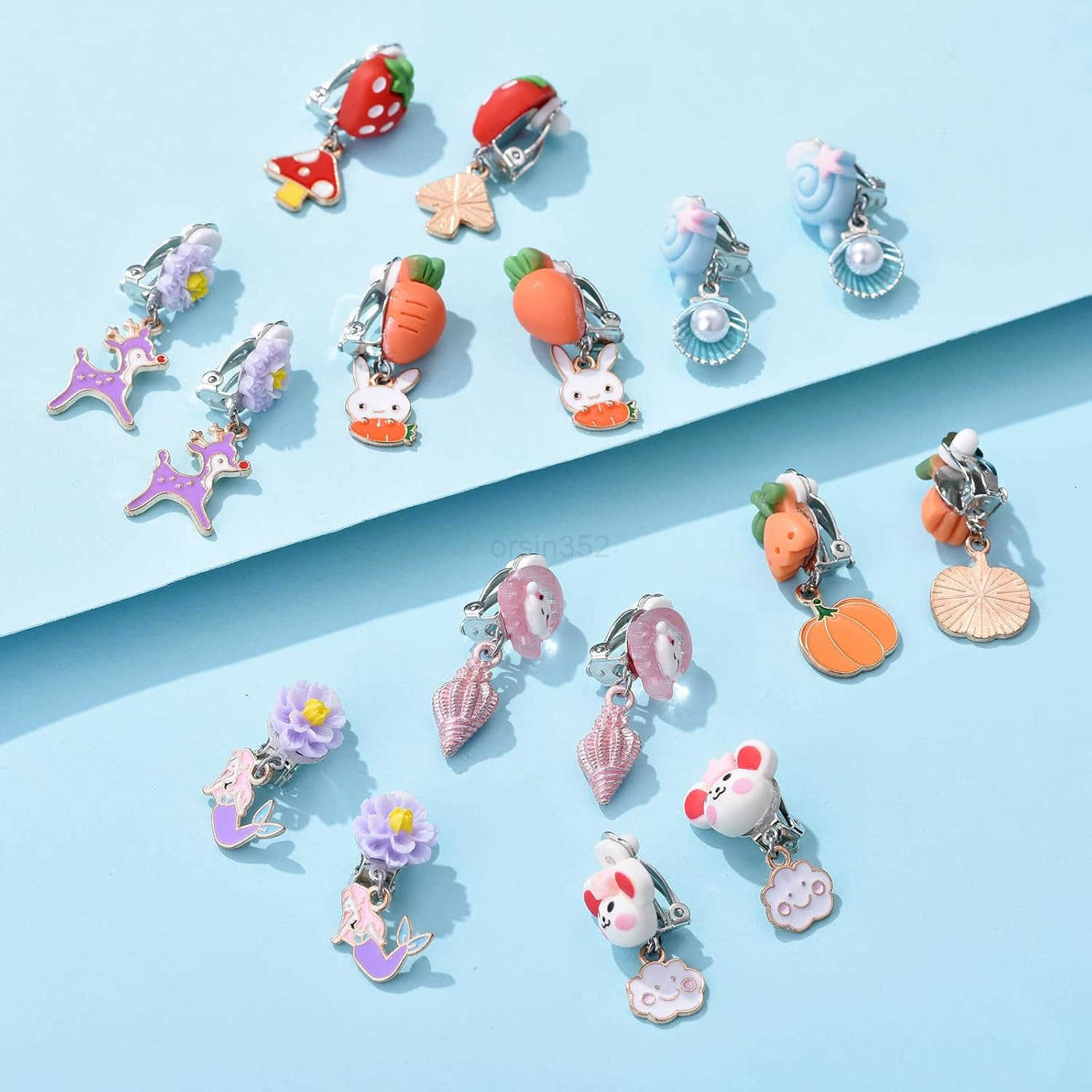 20 Pairs Clip on Earrings Cute Clip Earrings HypoallergenicDressUp AccessorieW250911