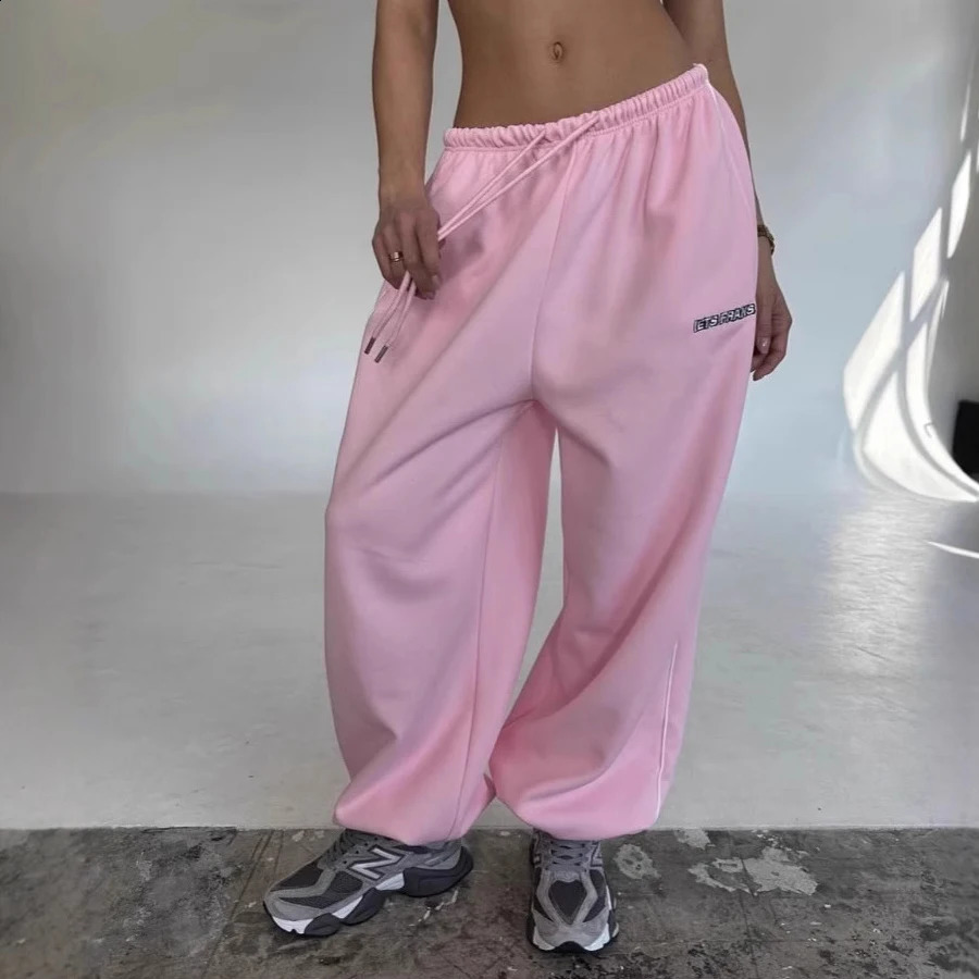 Fashion Oversized Sport Pants Womens Casual Joggers Trousers Letter Print High Waist Street Autumn Female 250911