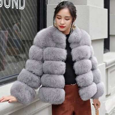 Women's Fashion Custom Fox Rabbit Hair, Imitation Mink Fur Coat