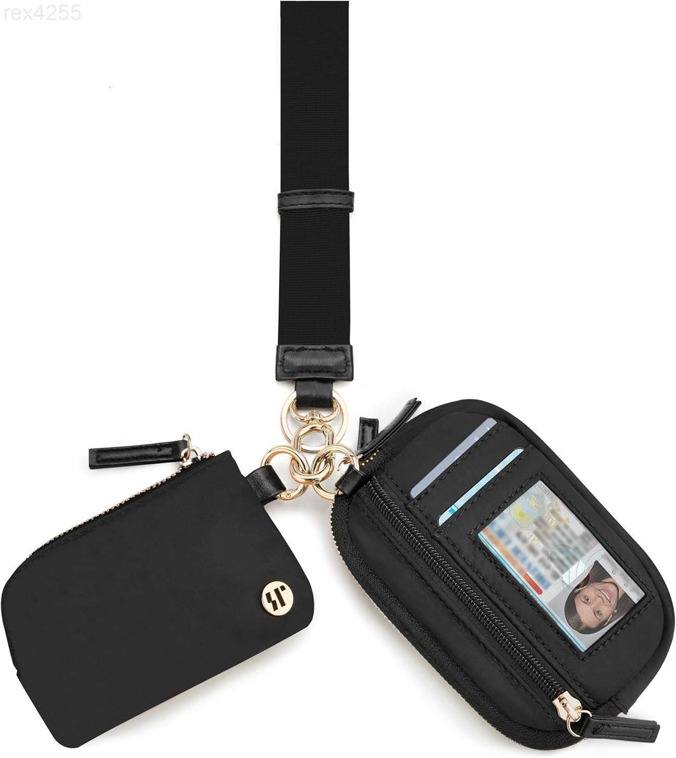 Wristlet Wallet for WomenDual Pouch Keychain Wallet with ID Window Coin Purse Wrist Strap for TravelW250911