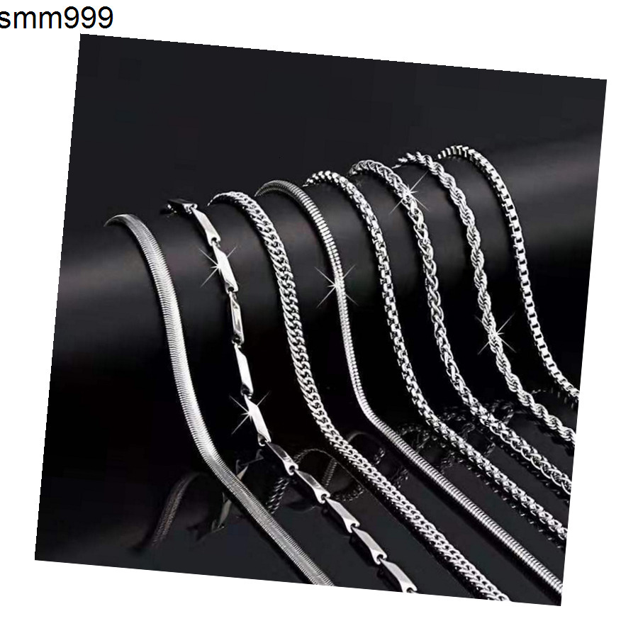 Wholesale Fashion Jewelry Hip Hop Silver Waterproof Cuban Link Snake Rope Chain Stainless Steel Chain Necklace for Women Men