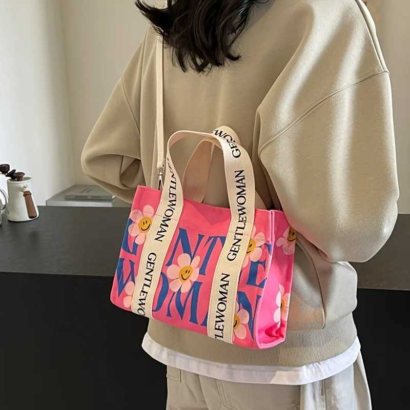 Dopamine Colorful Womens Crossbody Bags Fashionable Canvas Shoulder Bag Flower Print Tote Handbags Shopping Bag Z250911