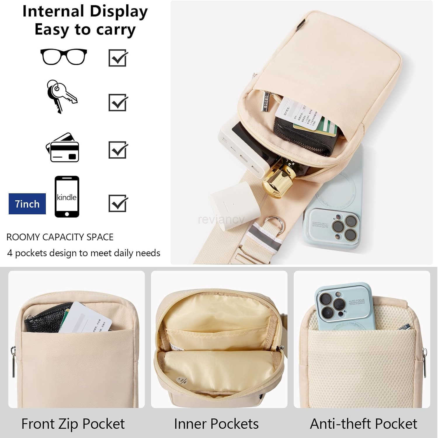 Small Sling Bag for Men and Women with RFID Pocket Anti Theft Crossbody Chest Bag Casual Travel Bag for HikingW250911