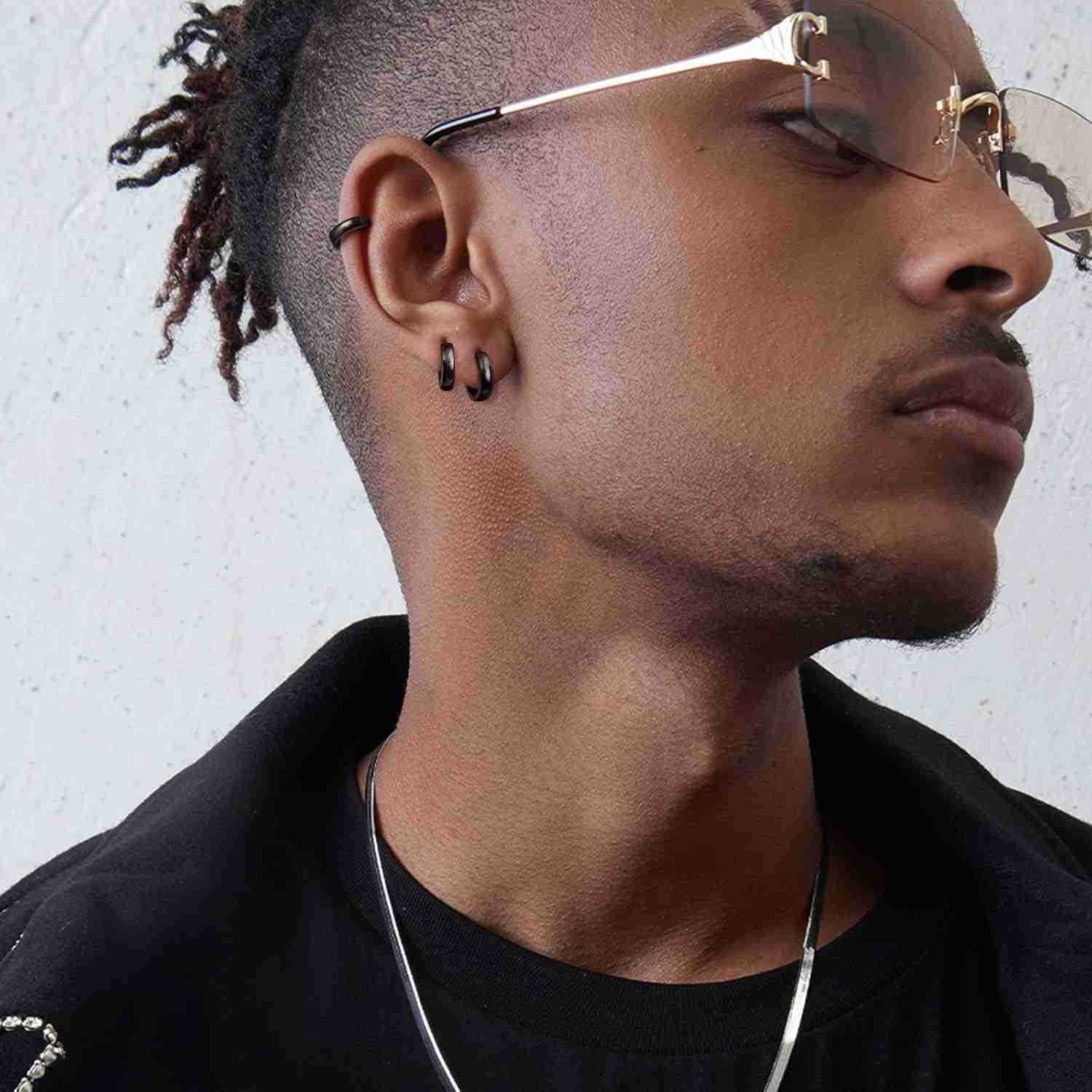 Hypoallergenic Small Hoop Earrings for Men Women 316L Surgical Stainless Steel GoldSilverBlack Hoop Earrings for Sensitive Ears Mens Hoop Huggie Earri