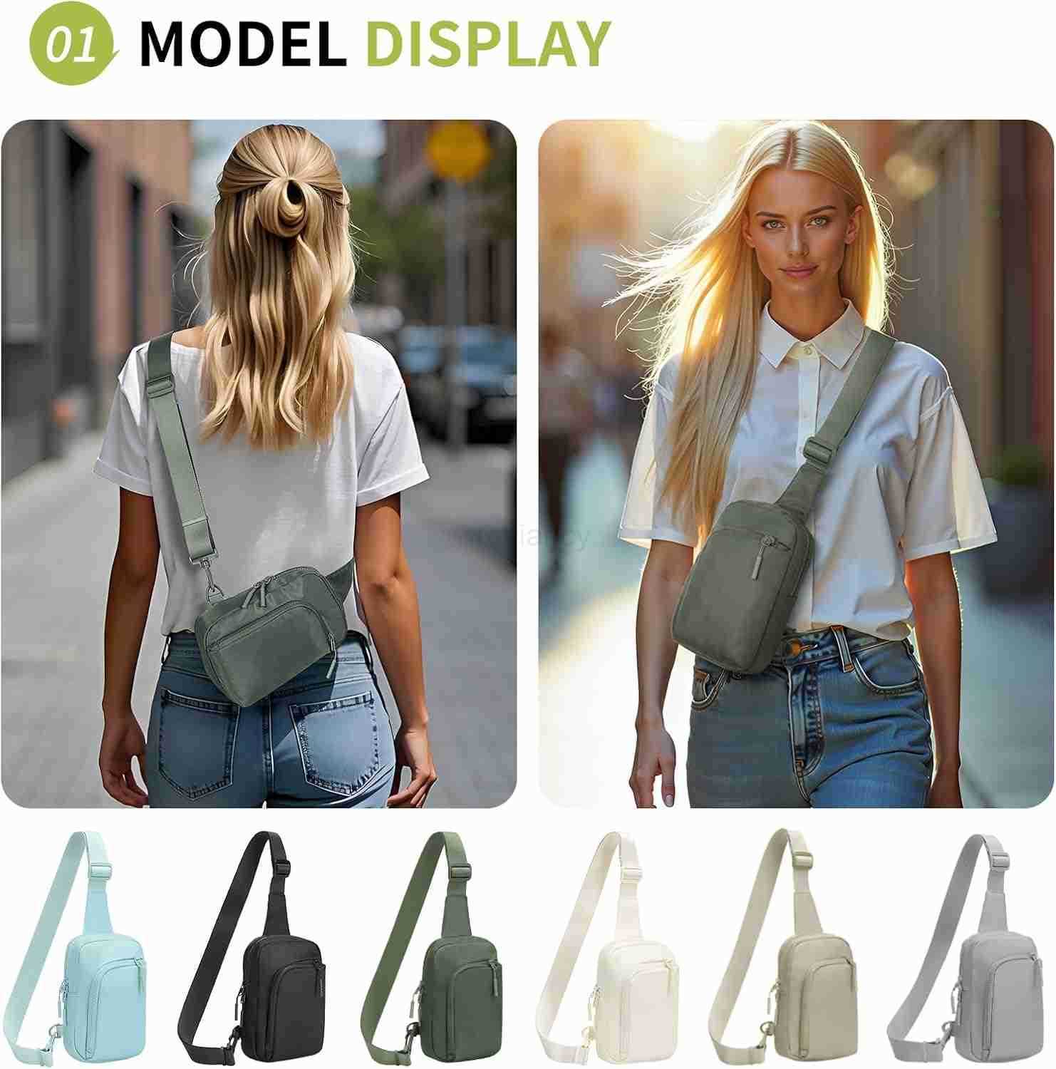 Mini Sling Bag for Men Women 75 Inch Small Anti Theft Crossbody Reversible Nylon Chest Bag Fanny Pack for Travel Running Hiking GreenW250911