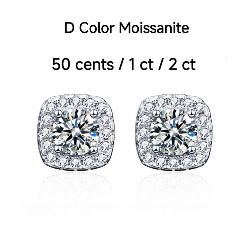 Wholesale in Stock S Sterling Sier Square Stud Earrings Waterproof D Color Moissanite for Women