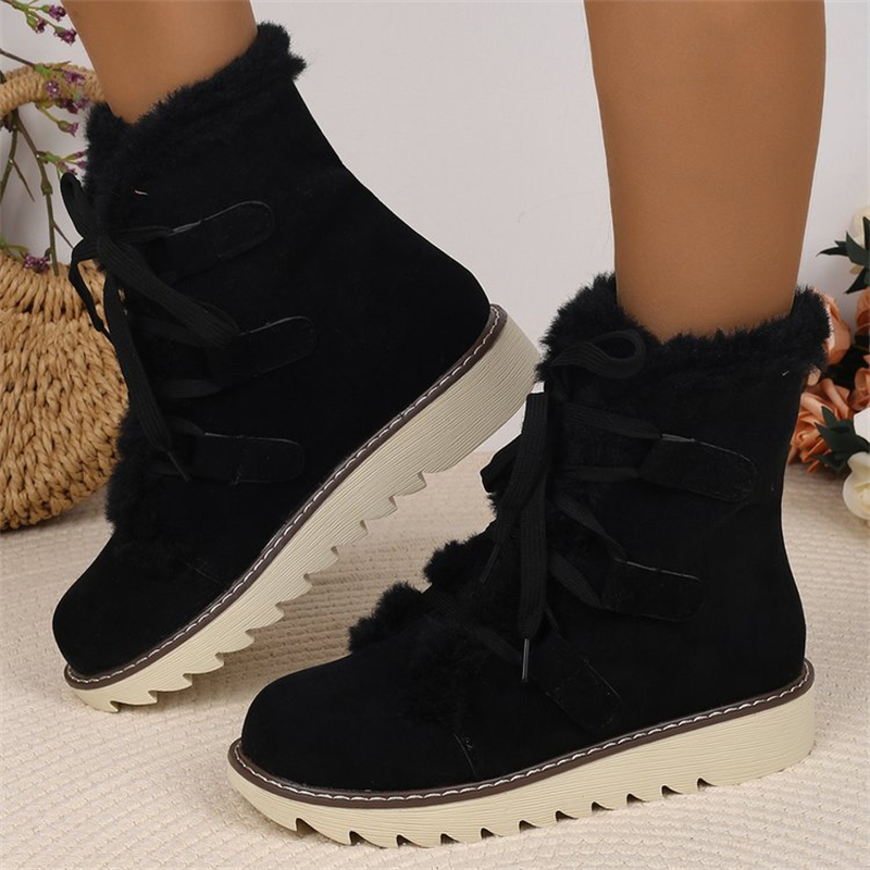 Free shipping designer shoes Snow boots with cotton Martin boots, women's winter new round toe lace up short boots pink brown