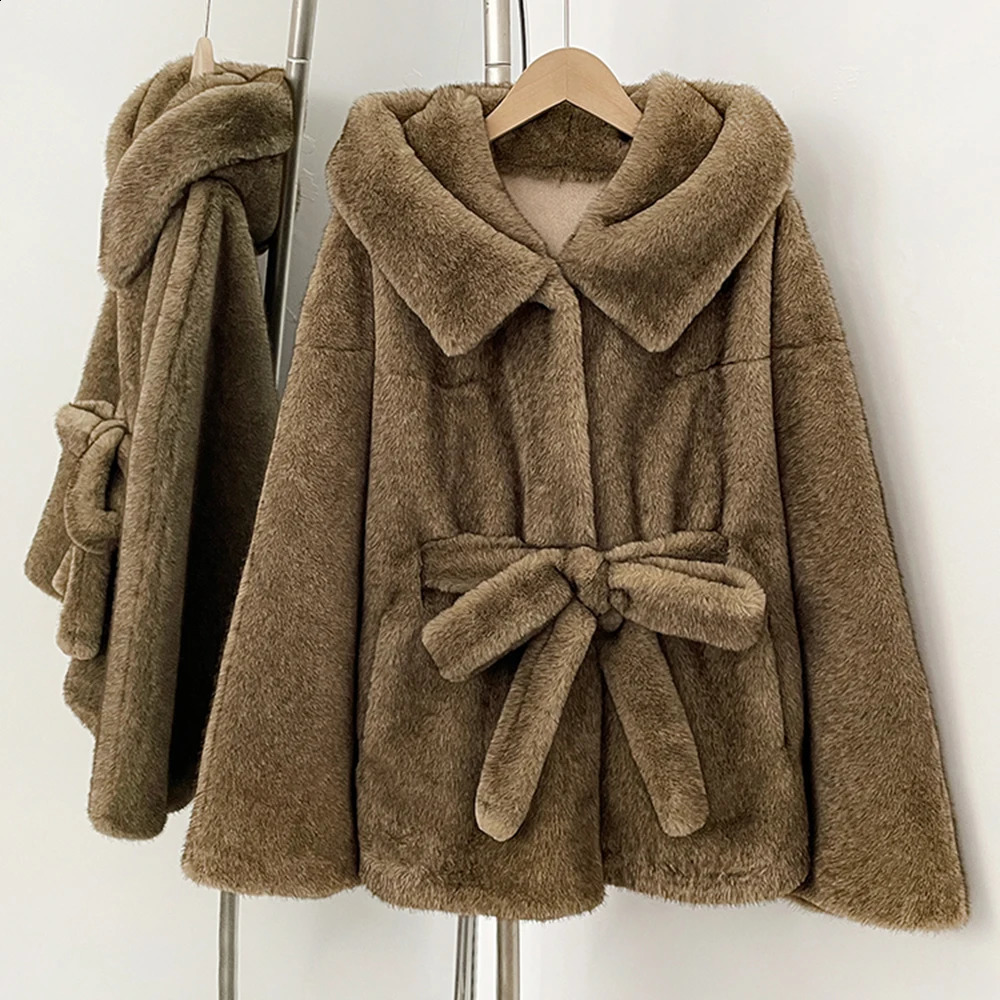 Faux Fox Fur Jacket Women Artificial Female Winter Coat Ecofriendly Clothes Suede Lining Warm Outerwear Lady 250911