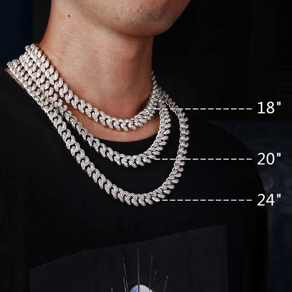 Wholesale KRKC 12mm AAAAA Iced Out Men Chain Real 100 925 Sterling Silver Jewelry Set Cuban Link Gold Silver Plated Bracelet