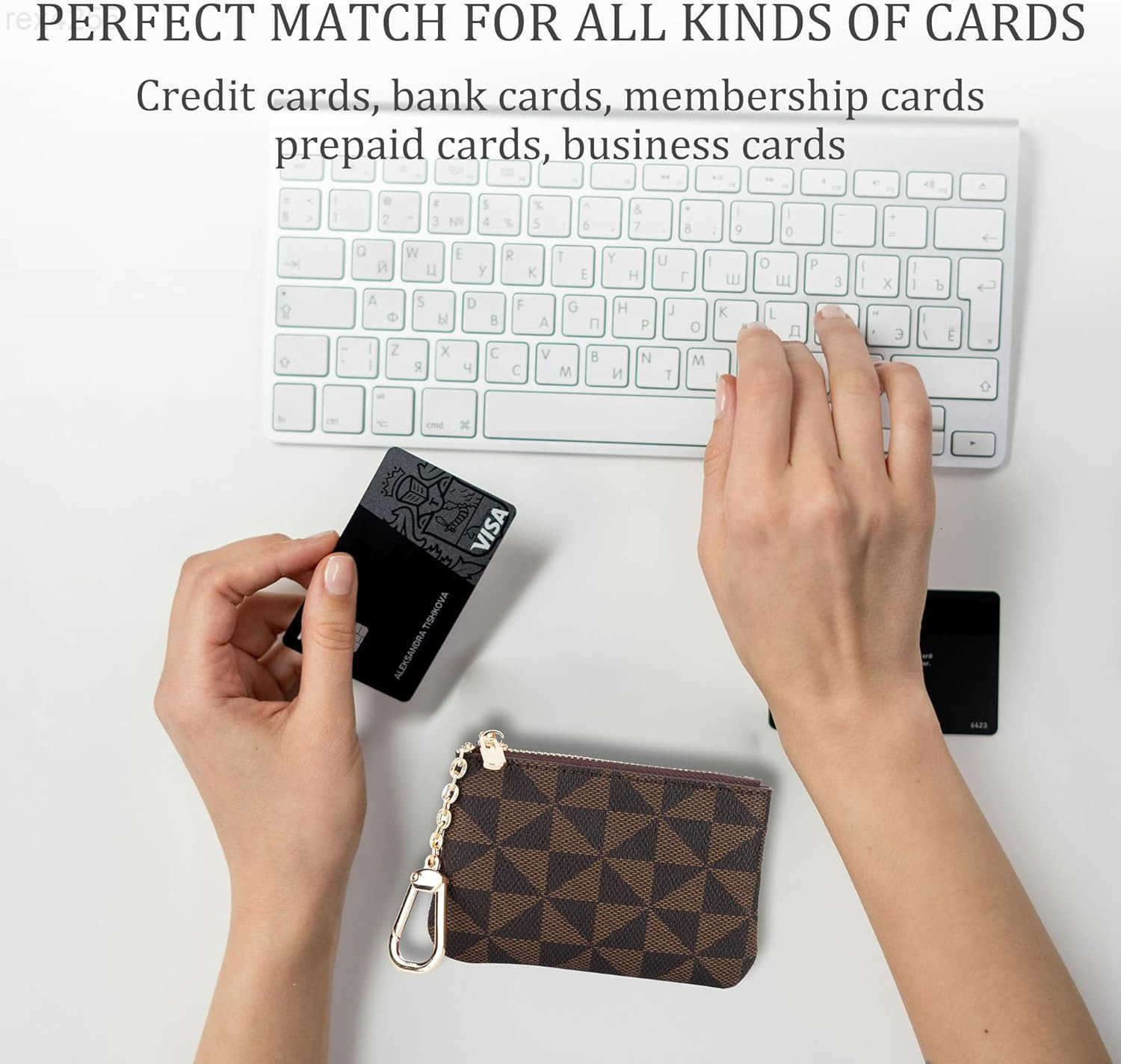 Coin Purse Change Mini Purse Wallet With Key Chain Ring Zipper for Men Women Fashionable Bag Key Chain Pendant Leather Classic Clutch PurseBrownW25091