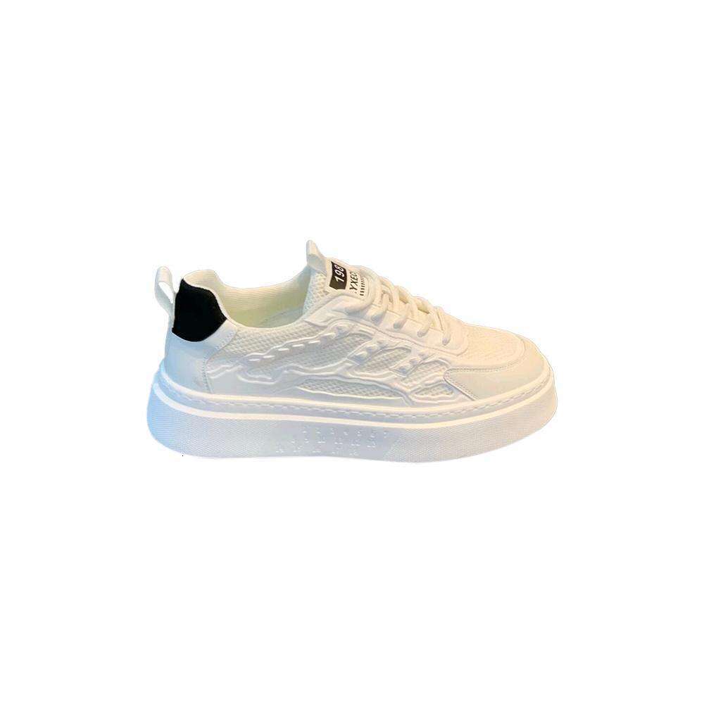 2024 New Men's White Mesh Shoes Armor Stitching Comfortable Breathable Foam Thick Sole TikTok Kuaishou Sneakers