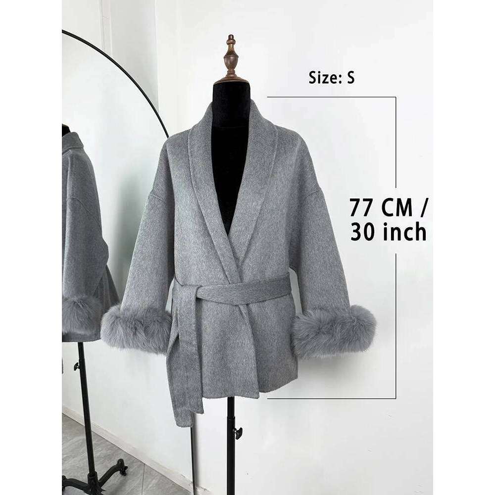 TARUXY Fox Fur Woolen Coats Women's Short Coat Office Lady Removable Elegant Double-Sided Wool Overcoat 2025 New Cardigan Jacket