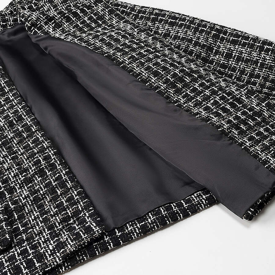 DHEssentials 2025 Fashion Small Chanel Style Women's Plaid Woven Short Coarse Wool Jacket Suit