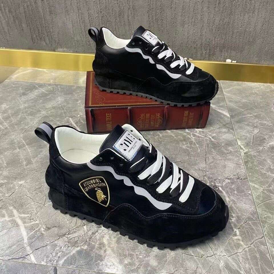 Four Seasons Soft Leather Thick Sole Height Increasing Dad Men's Casual Versatile Agan Sports Running Shoes Men