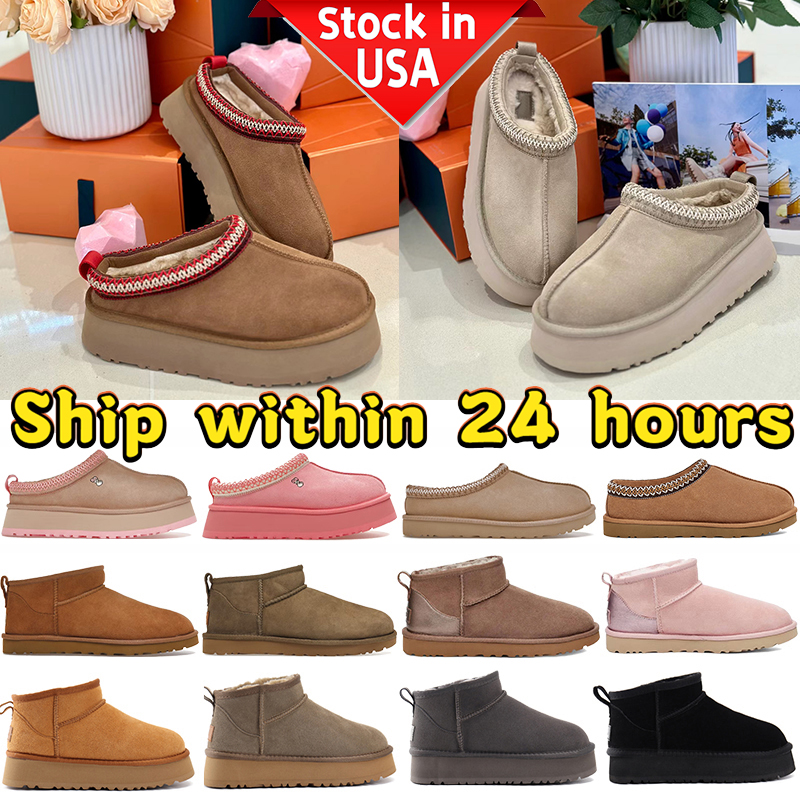 Designer Womens boots Classic ultra mini platform snow boot Tasman booties women Winter Warm Wool Shoes outdoor Tazz Suede Shearling platforms Slipper Size 35-46