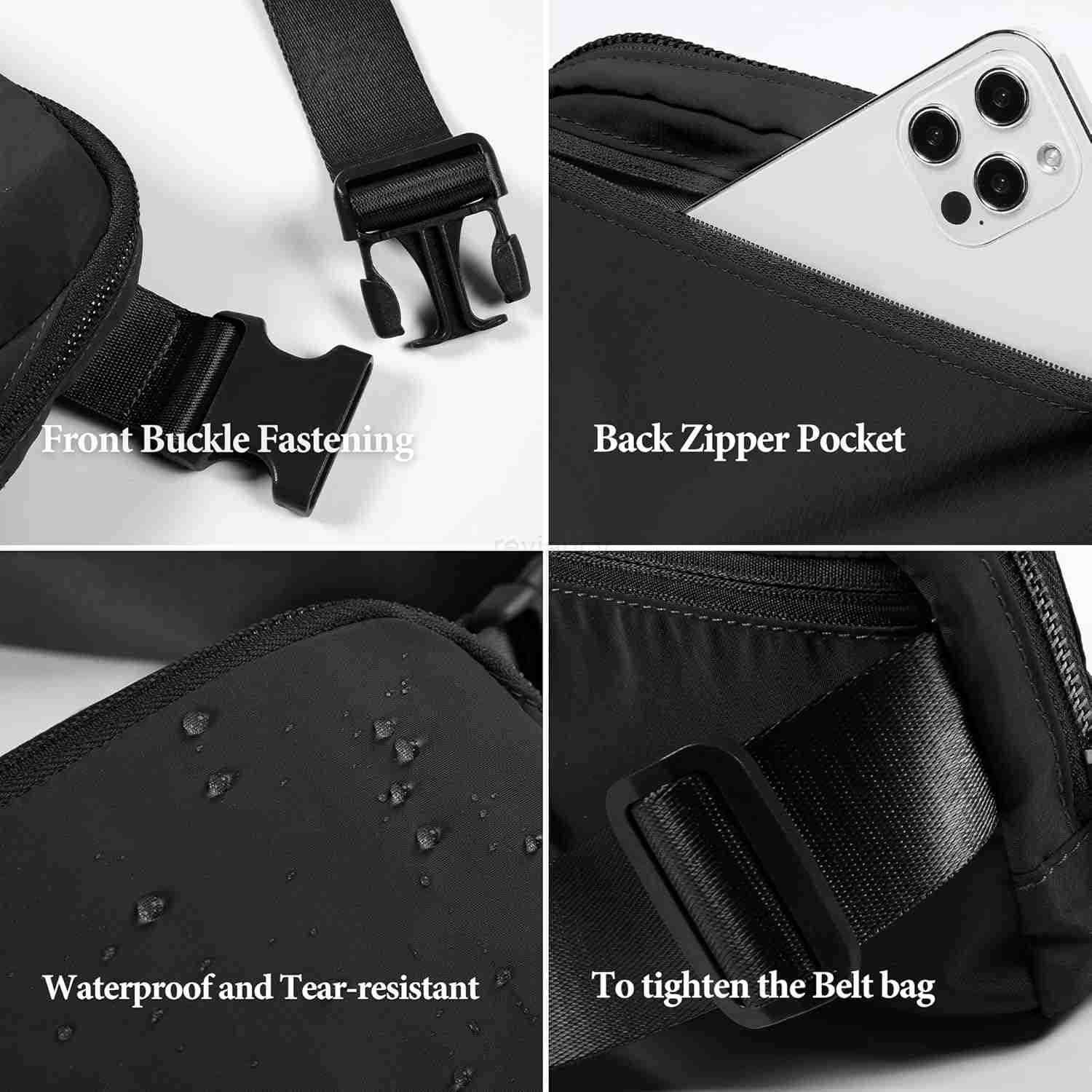 Unisex Mini Belt Bag with Adjustable Strap Small Fanny Pack for Workout Running Traveling Hiking BlackW250911