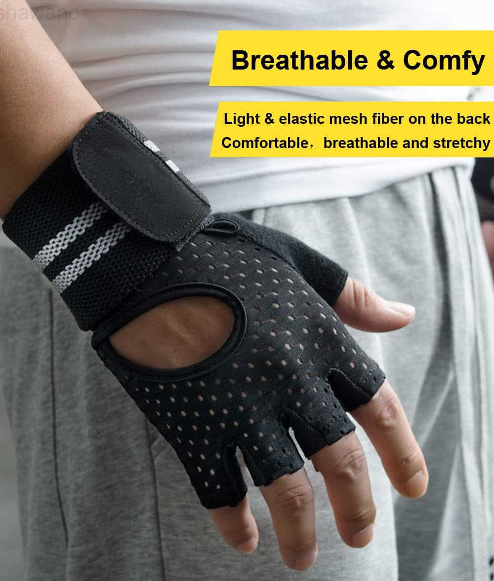 Weightlifting Gym Gloves for Men Women Breathable Workout Gloves AntiSlip Exercise Gloves Adjustable Wrist Support Full Palm Protection LightweightW25
