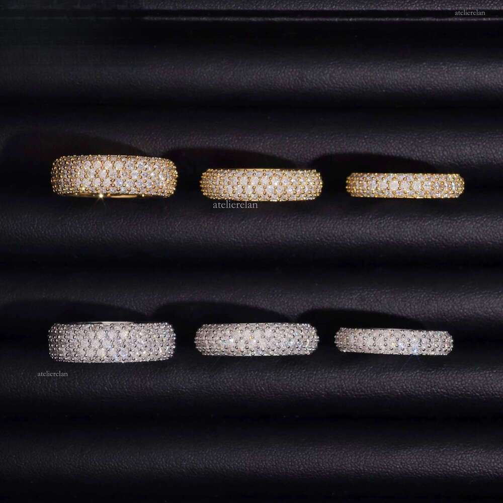 Fully Iced Out 3 to 5 Rows Rings Men Women Hip Hop Jewelry Custom Moissanite Ring Engagement Wedding Daily Wear