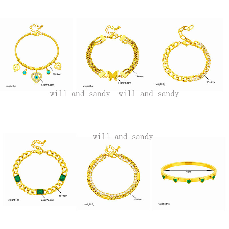 Crystal Zirconia 18k Gold Wristband Bracelets for Wmen Designer Jewelry Charm Cuban Chain Square Heart Butterlfy Beads Stack Bracelets Bangle Cuff Fin