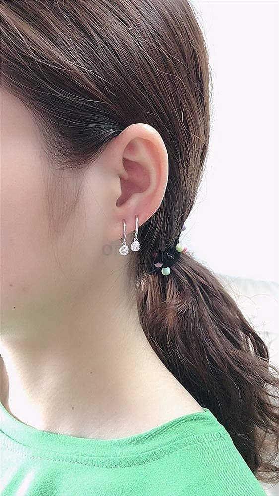 Hoop Earrings for Women Girls 925 Sterling Silver Charms Minimalist Tiny Round Cubic Zirconia Drop Dangling Cartilage Helix Tragus Diamond SolicateW25