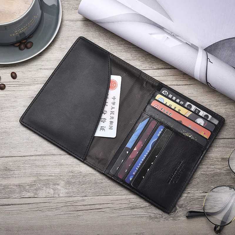 New Soft Genuine Leather Mans Passport Cover ID Card Case Purse Bank Credit Card Holder Travel Wallet For Men Black Brown W250911