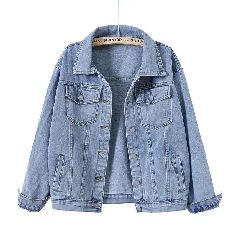 Denim Woman Winter Oversize Jean Jacket Long Sleeve Turn-Down Collar Female Outerwear Fall Loose Korean Fashion