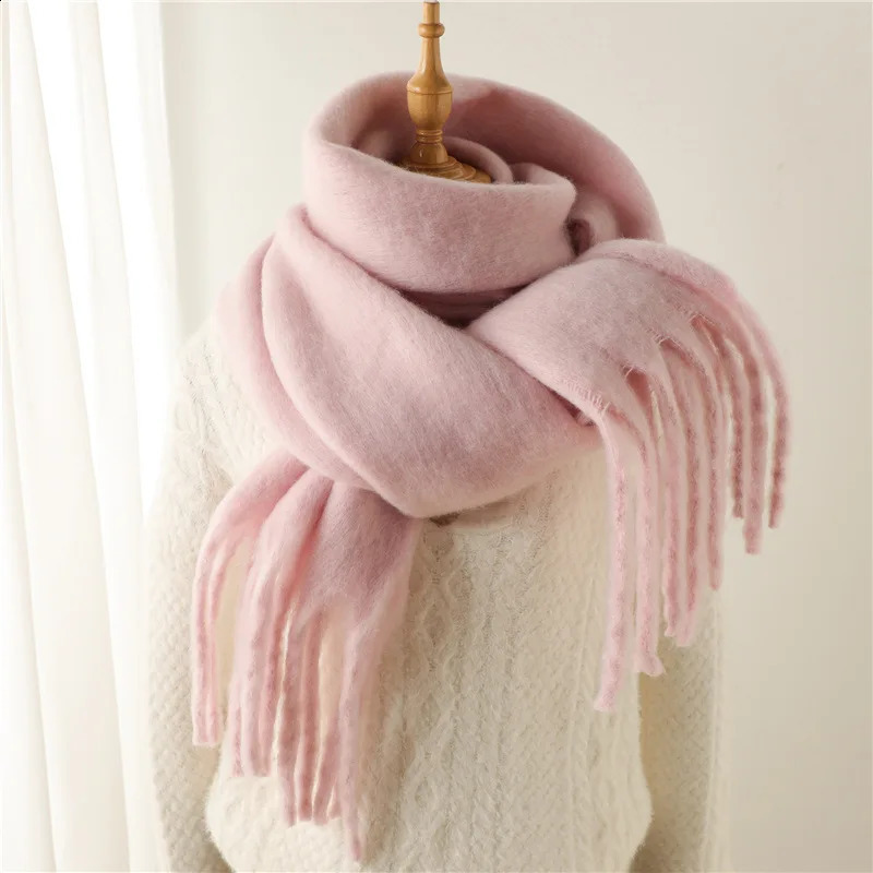 Winter Scarf Men Women Cashmere Warm Solid Pashmina Blanket Wraps Female Thick Soft Bufanda Tassel Shawl Long Poncho Echarpe 250909