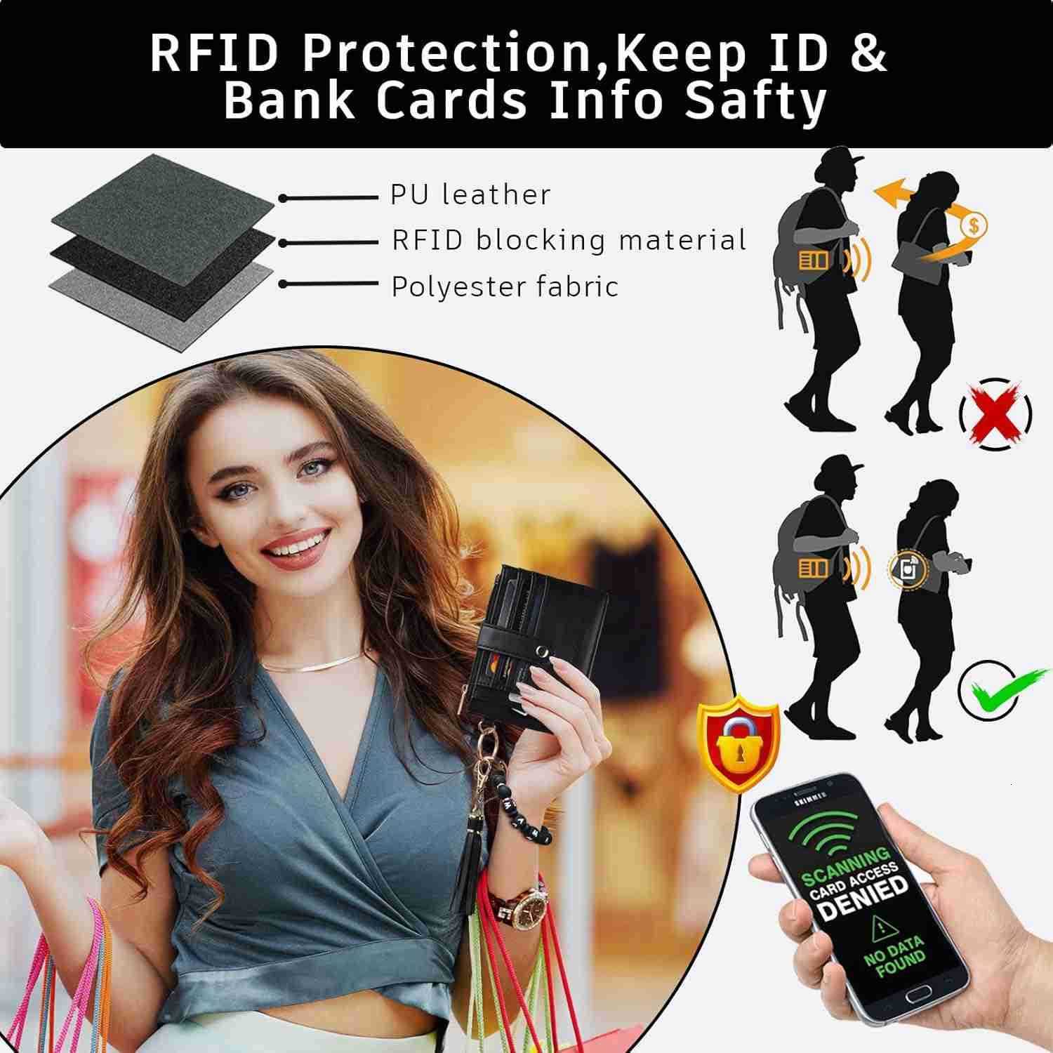 Silicone Bracelet Keychain Wallet for Women Wristlet Card Holder Slim RFID Wallet with Zipper PocketW250911