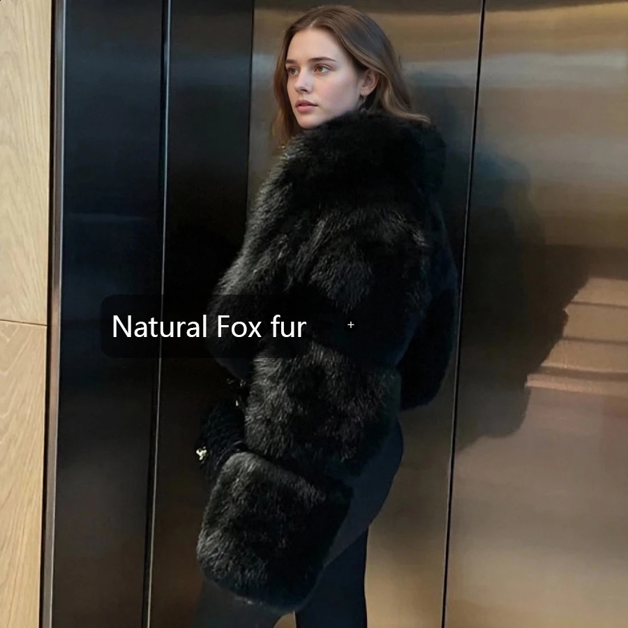Bolero Jacket Natural Fox Fur Coat With High Collar Cropped Fur Jacket Womens Winter Jacket Selling Real Fur Jacket 250910