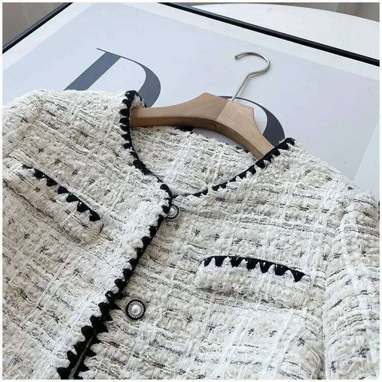 Spring Autumn Jacket Design Fashion Sweet Tweed Blazers Women New French Elegant Office Lady Woolen Short Suit Coats