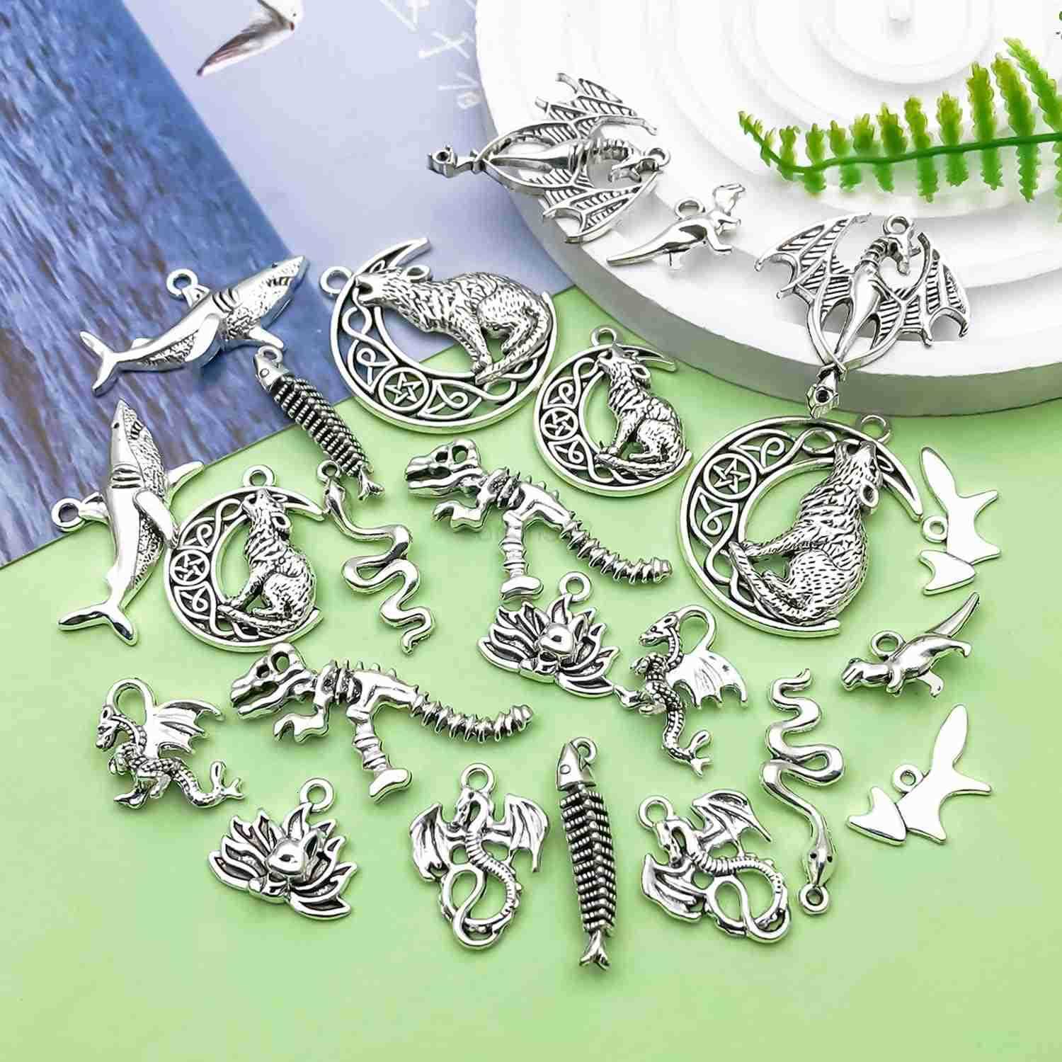 48pcs antique silver novel animal set Pendant Jewelry Making DIY Keychain Earrings Pendant Various Design Charms for Jewelry Making s Necklace SNW2509