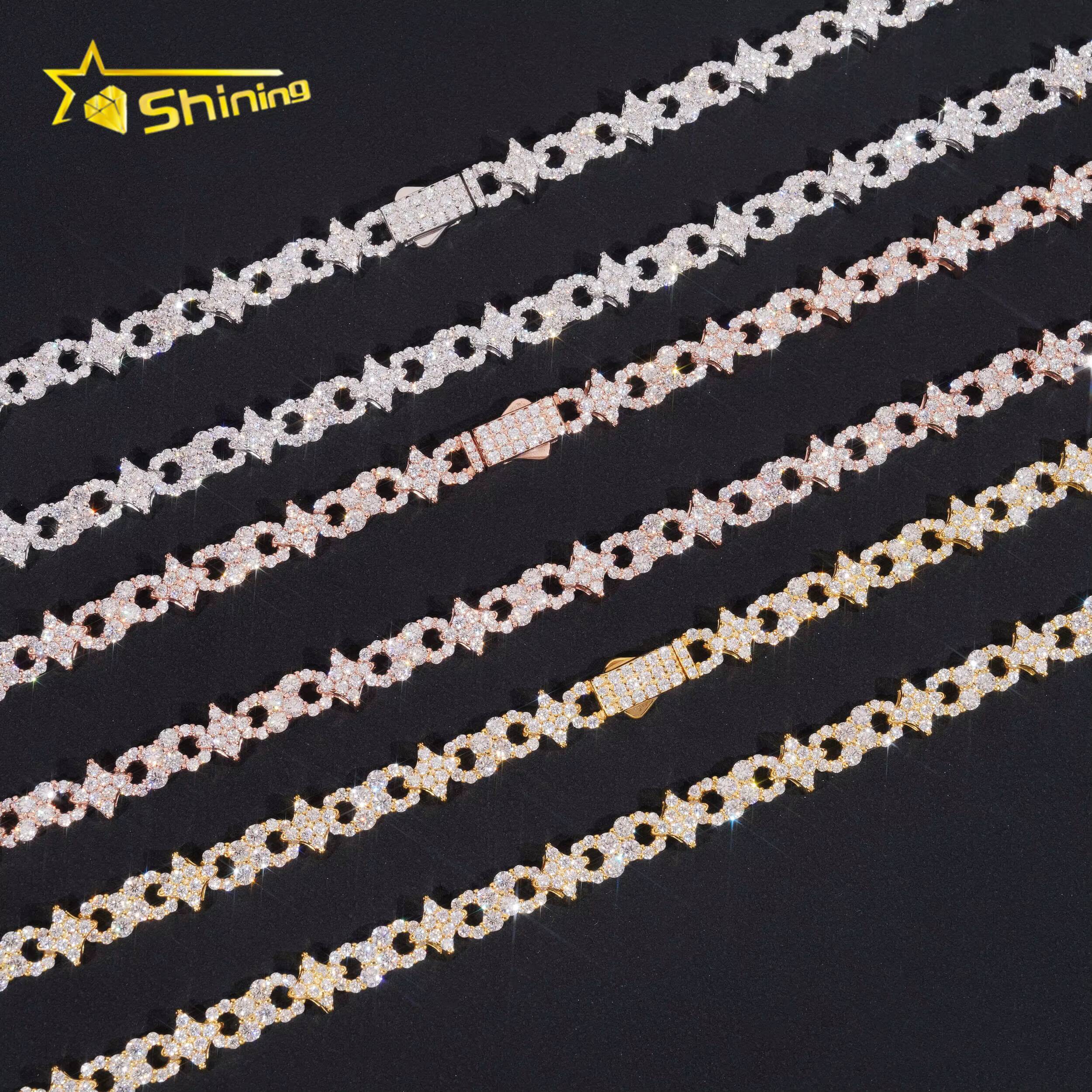 NEW Designs Moissnaite Necklace 925 Sterling Silver Gold Plated Unisex Diamonds Necklace Bracelet Jewelry Sets