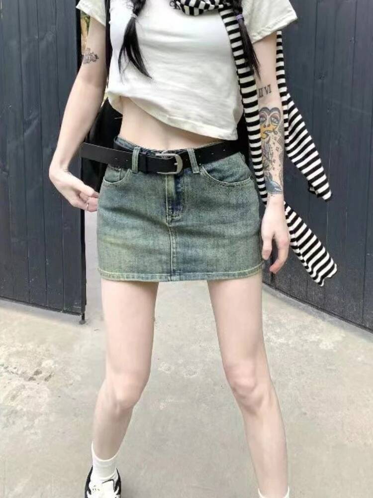 Mini Skirts Women Denim Hotsweet Summer Korean Style Retro Female Simple High Waist Design Fashion Streetwear All-match Elegant dongdumaoyi