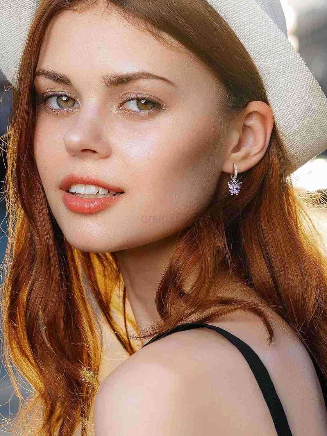 925 Sterling Silver Butterfly Earrings Hypoallergenic Birthstone Earrings for Women Butterfly Dangle EarringDainty Birthday Gifts for WomenHerW250911