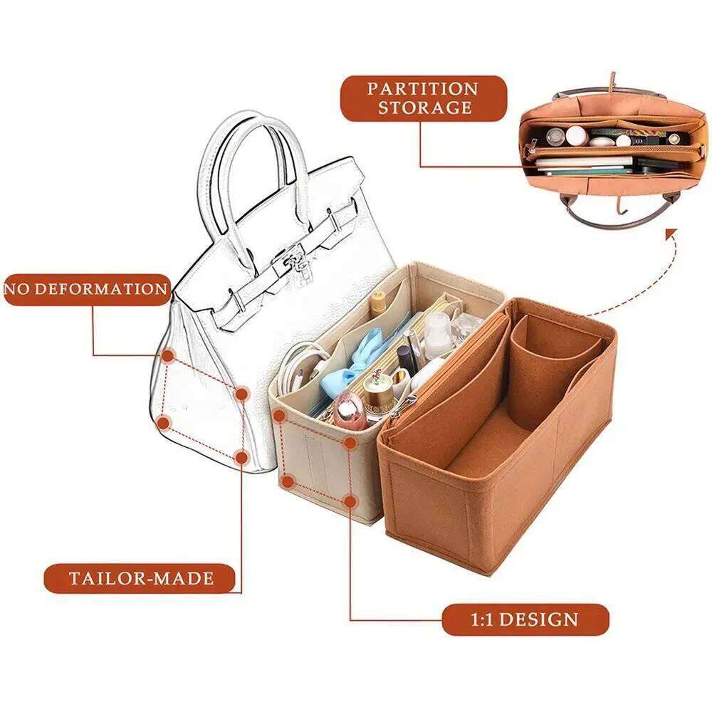 Multi-Pocket Organizer Accessories for Birkin25/30/35 Inner Storage Felt Handbag Insert Liner Bag